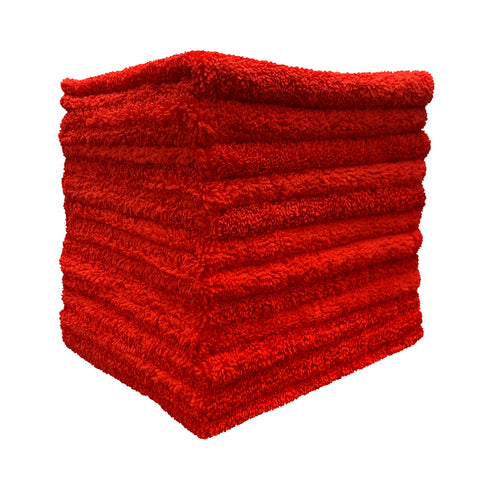 Barrett-Jackson® 16 x 16 in. 365 GSM Dope-Dyed Red Microfiber Towels – 12-pack