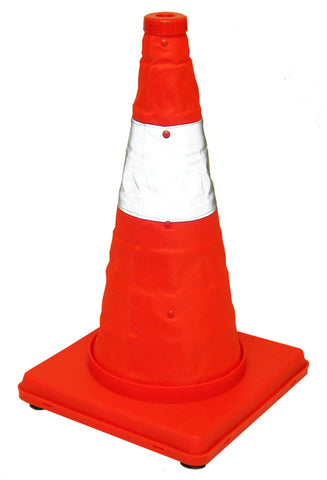 Eurow Safety – 17-inch Collapsible Traffic Cone with Light & Reflective Collar