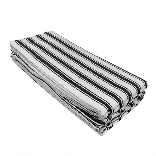Nouvelle Legende Kitchen and Dish Towels, Cotton, 14.75 x 24.5 Inches,  White with Red Herringbone Stripes, 6 Pack