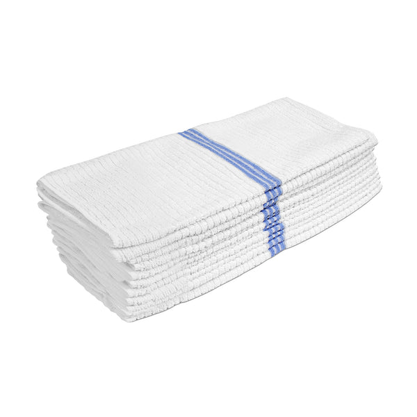 Nouvelle Legende 14 x 18in Ribbed Bar Mop Microfiber Towels (12 Pack) Blue