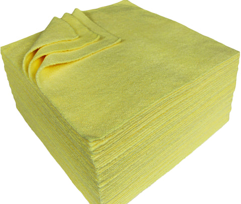 Detailer's Preference® 12 x 12 in. 300 GSM Ultrasonic Cut Yellow Microfiber Cleaning Cloths – 50-pack