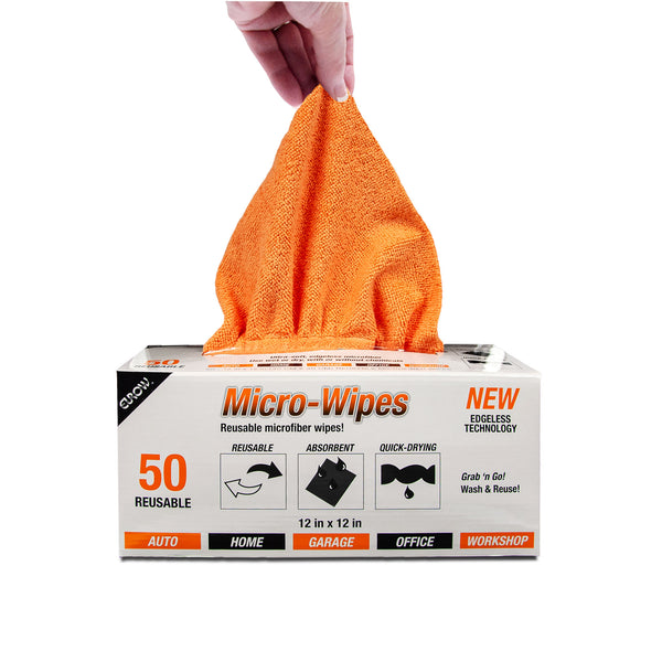 Eurow 12 x 12 in. 200 GSM Microfiber Wipe and Clean Cloths with Dispenser Box – 50-pack