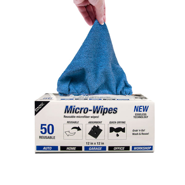 Eurow 12 x 12 in. 200 GSM Microfiber Wipe and Clean Cloths with Dispenser Box – 50-pack