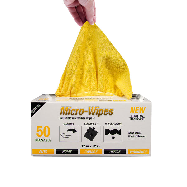Eurow 12 x 12 in. 200 GSM Microfiber Wipe and Clean Cloths with Dispenser Box – 50-pack