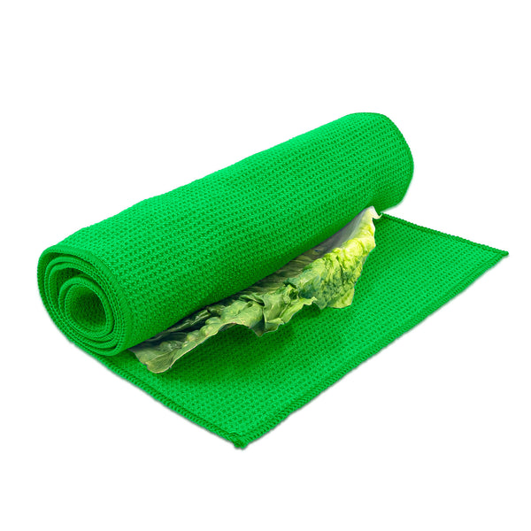 Eurow Microfiber Lettuce Wrap Towels, Waffle Weave, Green, 2 Pack