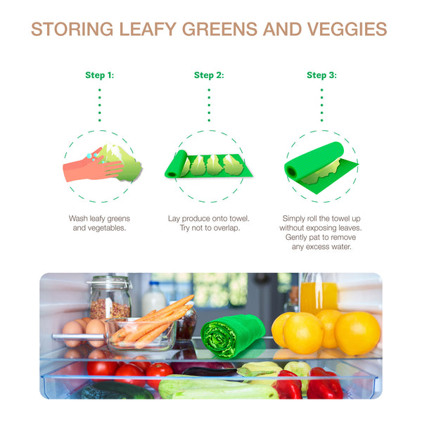 Eurow Microfiber Lettuce Wrap Towels, Waffle Weave, Green, 2 Pack