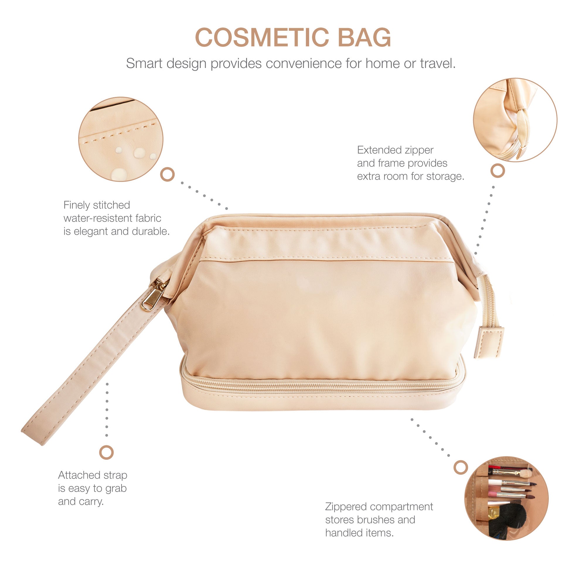 crossbody cosmetic travel bag Eurow Luxe Double Layer Waterproof Cosmetic Travel Bag