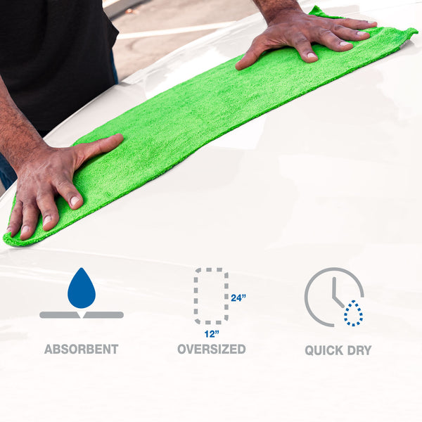 Detailer's Preference All-Purpose Terry Weave Microfiber Dual Pile Towels 12”x24” 12-Pack