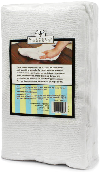 Nouvelle Legende® Commercial-Grade 100% Cotton Ribbed Towels – 25-pack