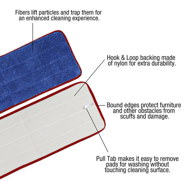CleanAide® 18-inch All-Purpose Mega Microfiber Mop Pads – 6-pack