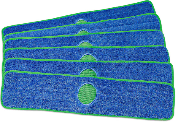CleanAide® 18-inch Spot Cleaning Twist Yarn Microfiber Mop Pad with Scrubber – 6 Pack