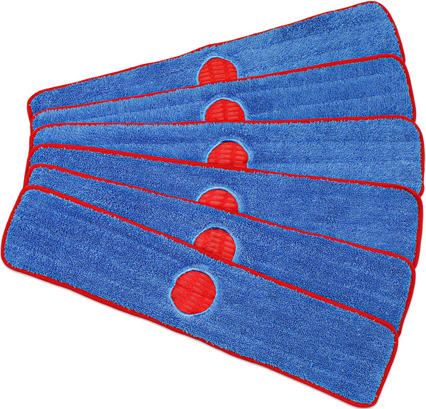 CleanAide® 18-inch Spot Cleaning Twist Yarn Microfiber Mop Pad with Scrubber – 6 Pack