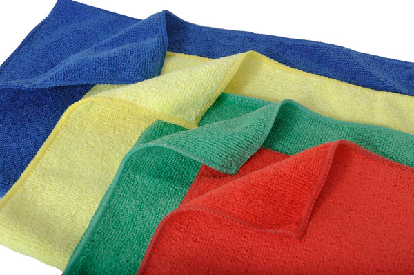 CleanAide® 16 x 16 in. 300 GSM Microfiber Commercial Towels – 4-color 12-pack