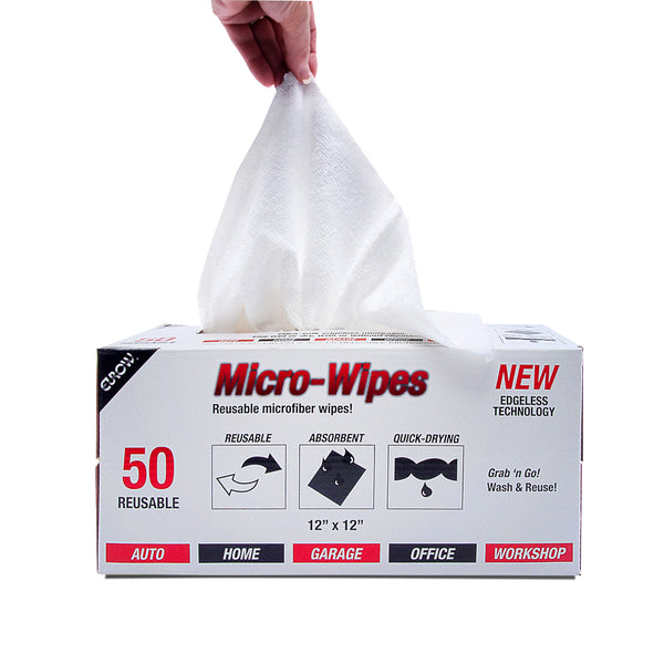 Eurow 12 x 12 in. 200 GSM Microfiber Wipe and Clean Cloths with Dispenser Box – 50-pack