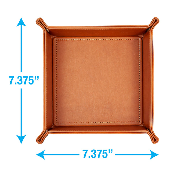 Eurow Portable Vegan Leather Valet Organizer Tray with Corner Snaps
