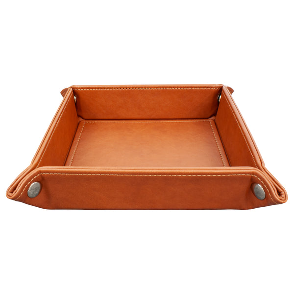 Eurow Portable Vegan Leather Valet Organizer Tray with Corner Snaps