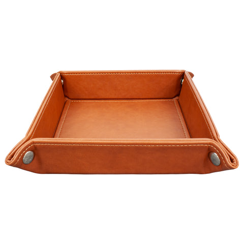 Eurow Portable Vegan Leather Valet Organizer Tray with Corner Snaps