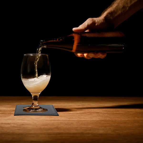 Eurow Dual Function Stainless Steel and PU Leather Coaster & Bottle Opener, 4-Pack