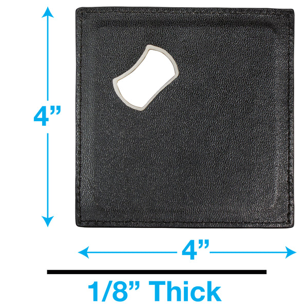 Eurow Dual Function Stainless Steel and PU Leather Coaster & Bottle Opener, 4-Pack