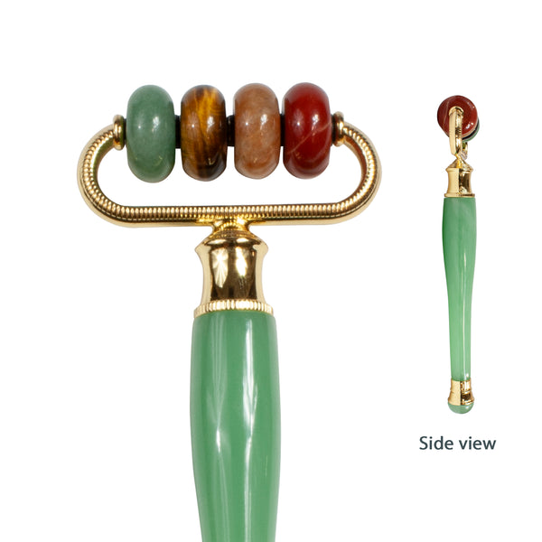 Eurow Luxe Multi-Stone Jade Face Roller & Massager For Skincare, Tension Relief, & Relaxation