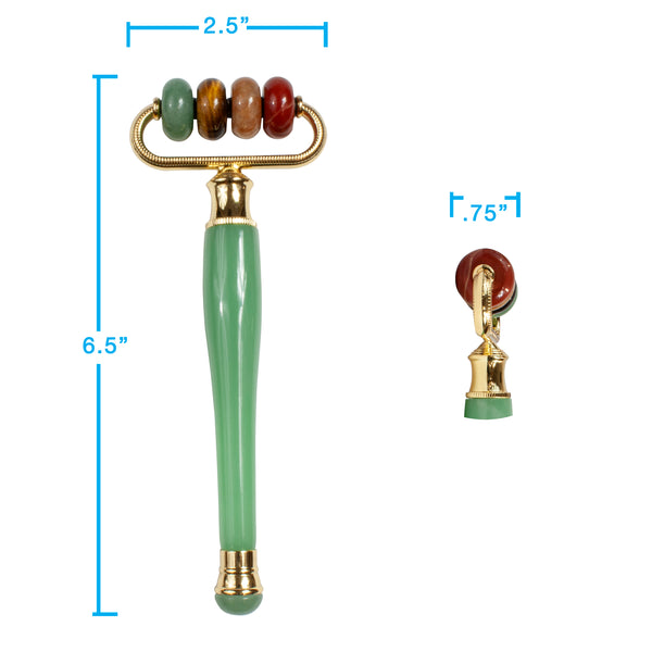 Eurow Luxe Multi-Stone Jade Face Roller & Massager For Skincare, Tension Relief, & Relaxation