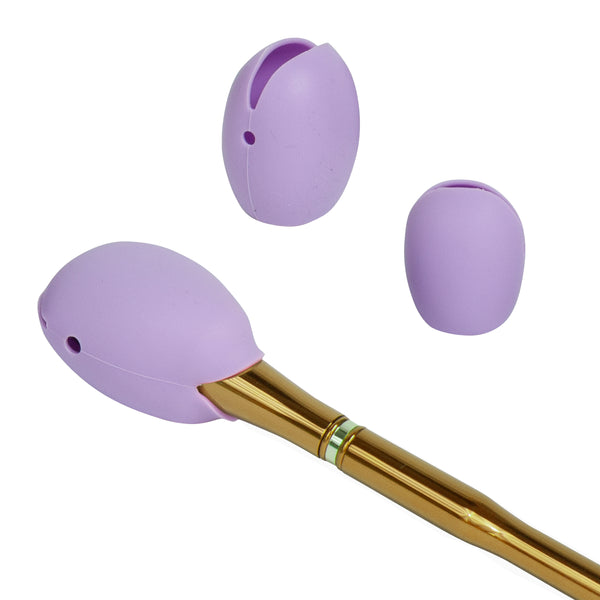 Eurow Luxe Silicone Makeup Brush Cover for Seamless Protection and Storage, 3-Pack, Purple