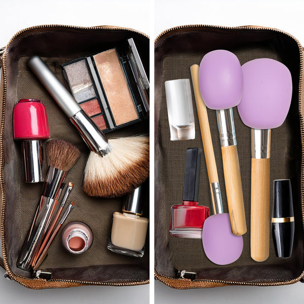 Eurow Luxe Silicone Makeup Brush Cover for Seamless Protection and Storage, 3-Pack, Purple