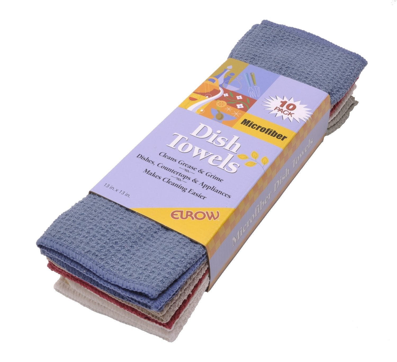 Eurow Multicolor Microfiber Waffle Weave Dish Cloths – 10-pack