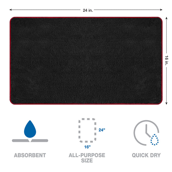 Detailer's Preference All-Purpose Dual Pile Terry Weave Microfiber Towels with Red Trim, 380 GSM, 16”x24”, 12-Pack