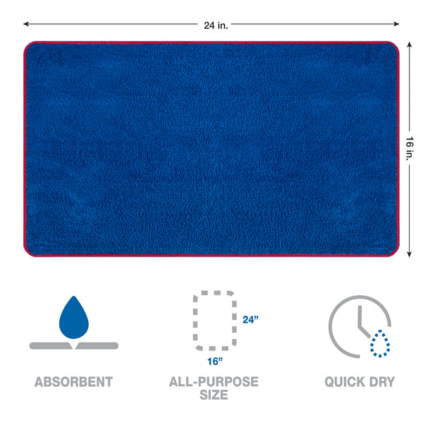 Detailer's Preference All-Purpose Dual Pile Terry Weave Microfiber Towels with Red Trim, 380 GSM, 16”x24”, 12-Pack