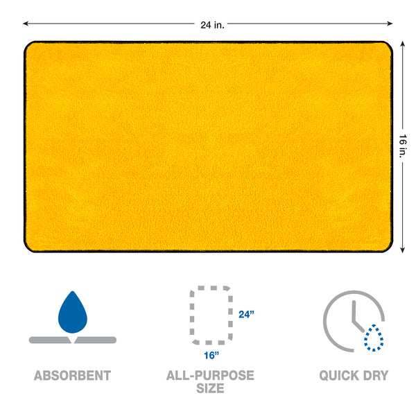 Detailer's Preference All-Purpose Dual Pile Terry Weave Microfiber Towels with Black Trim, 380 GSM, 16”x24”, 12-Pack