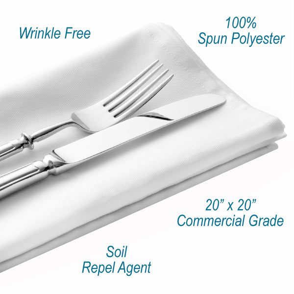 Nouvelle Legende® 20 x 20 in. Heavy Woven 100% Polyester White Napkins – 12-pack