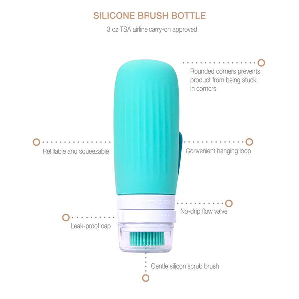 Eurow Luxe BPA-Free Refillable & Squeezable Silicone Brush Bottle with Hanging Loop, 100 ml