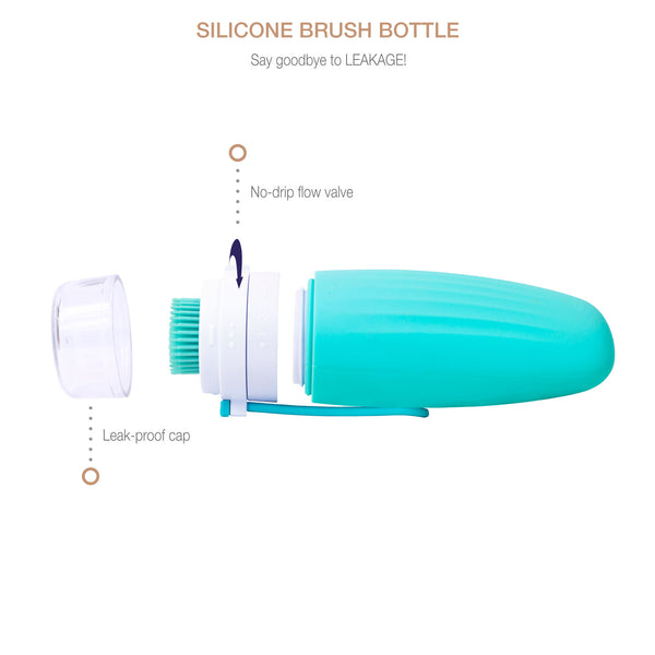 Eurow Luxe BPA-Free Refillable & Squeezable Silicone Brush Bottle with Hanging Loop, 100 ml