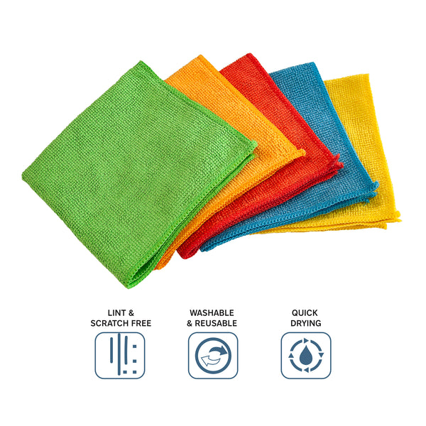 Eurow Microfiber Cleaning Cloths, 5 Colors, 25 Pack