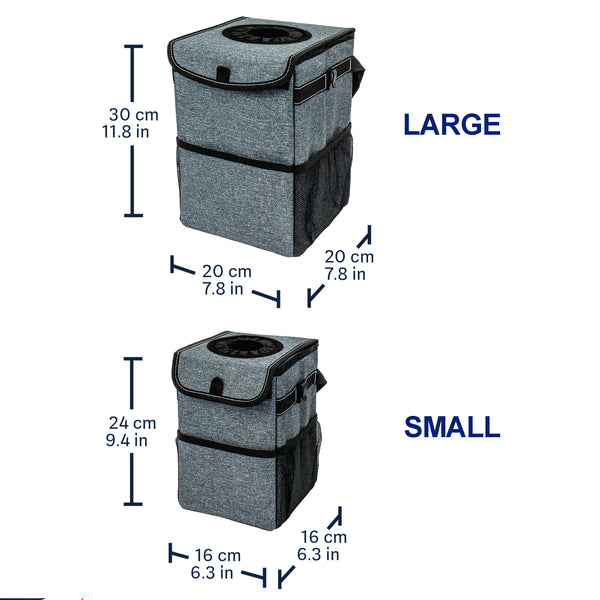 Eurow Automotive Trash Bin Container Set with Included Bin Liners, Large and Small, Set of 2