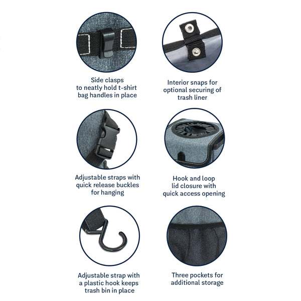 Eurow Automotive Trash Bin Container Set with Included Bin Liners, Large and Small, Set of 2