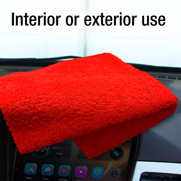 Barrett-Jackson® 16 x 16 in. 365 GSM Dope-Dyed Red Microfiber Towels – 12-pack