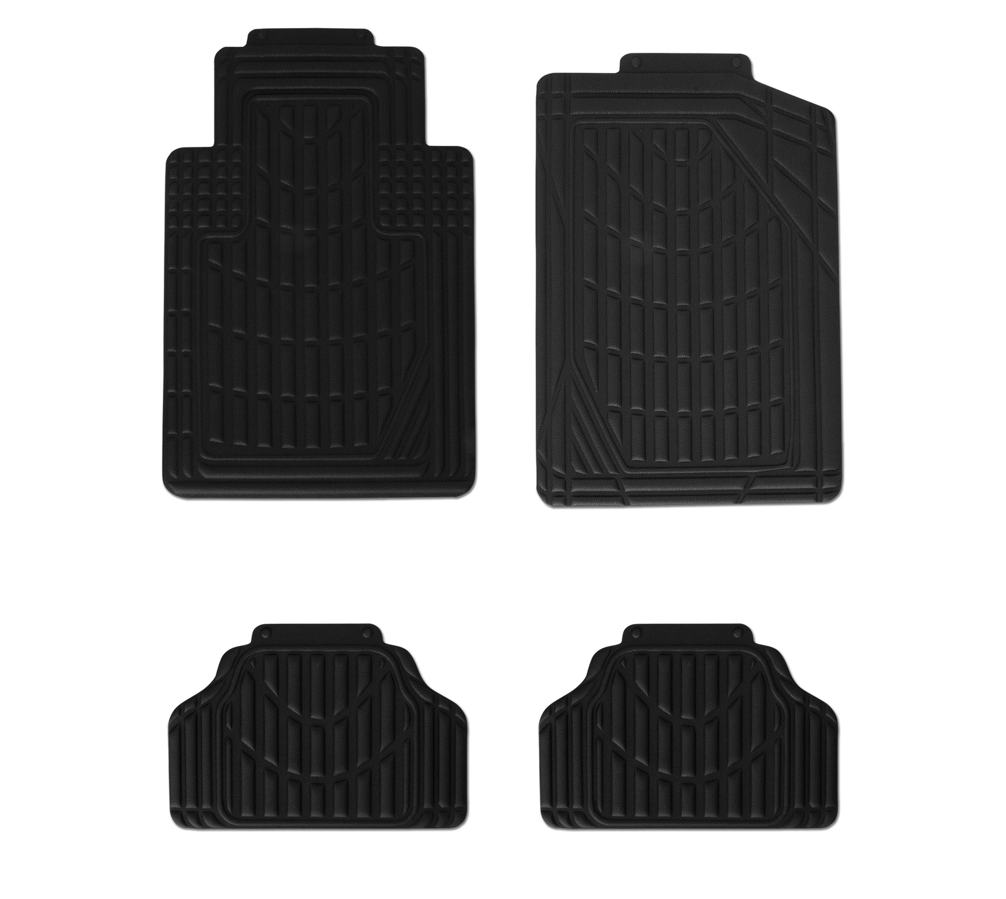 Auto Drive 4PC Rubber Floor Mats Toll Black - Universal Fit 