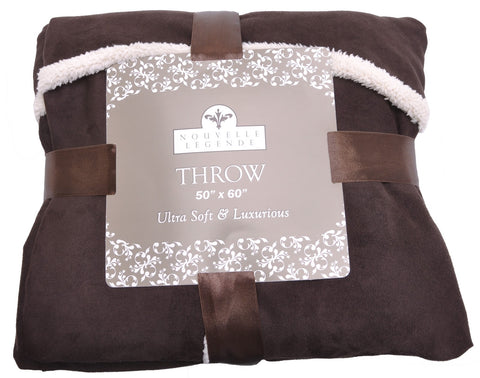 Nouvelle Legende® 50 x 60 in. Brown Microfiber Throw Blanket