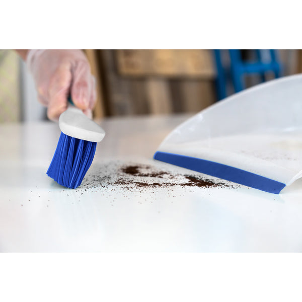 CleanAide Snap On Dust Pan & Broom Kit, Blue & White, 2 Pieces