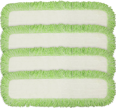 CleanAide® 24-in. Green Commercial Microfiber Dry Mop Pad Refills with Rope Borders – 4 Pack