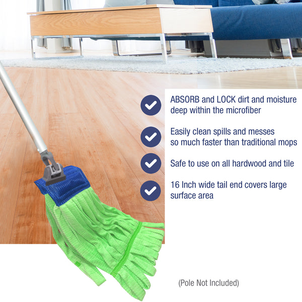 CleanAide® Green Industrial Microfiber Tube Mop Head – 300 Grams