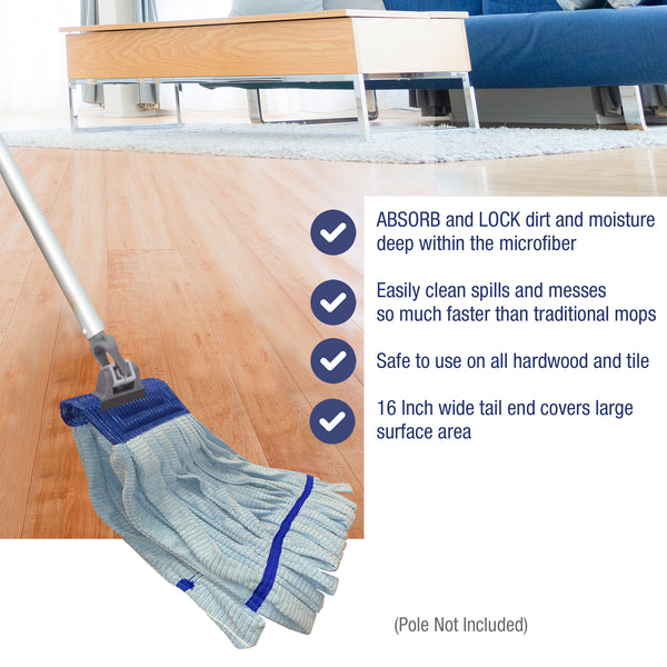 CleanAide® Blue Industrial Microfiber Tube Mop Head – 400 Grams