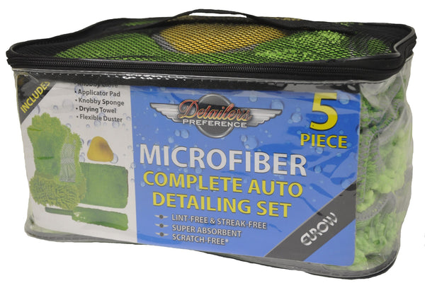 Detailer's Preference® 5-Piece Microfiber Complete Auto Detailing Kit with Bag