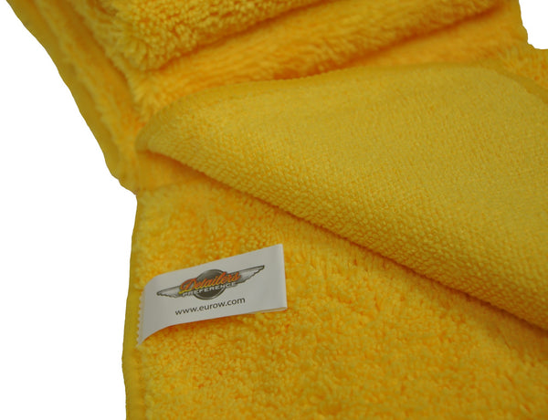 Detailer's Preference® 14 x 17 in. 300 GSM High Pile Yellow Microfiber Cleaning Towels – 15-pack