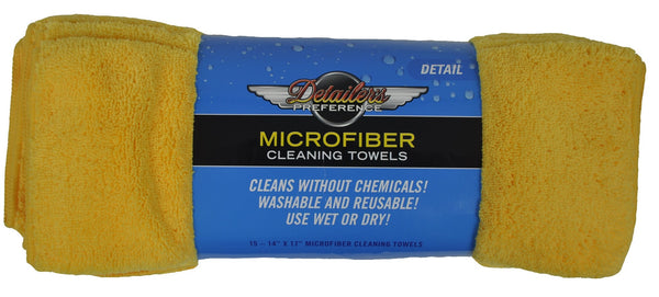Detailer's Preference® 14 x 17 in. 300 GSM High Pile Yellow Microfiber Cleaning Towels – 15-pack