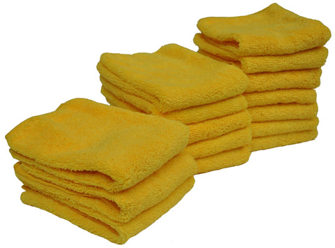 Detailer's Preference® 14 x 17 in. 300 GSM High Pile Yellow Microfiber Cleaning Towels – 15-pack