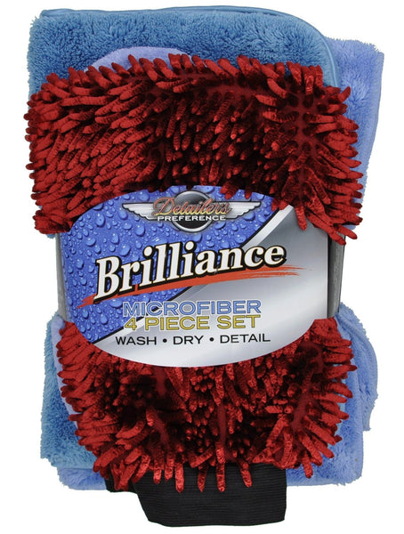 Detailer's Preference® Microfiber Car Wash Kit – 4-piece Set (2 Towels, 2 Mitts)