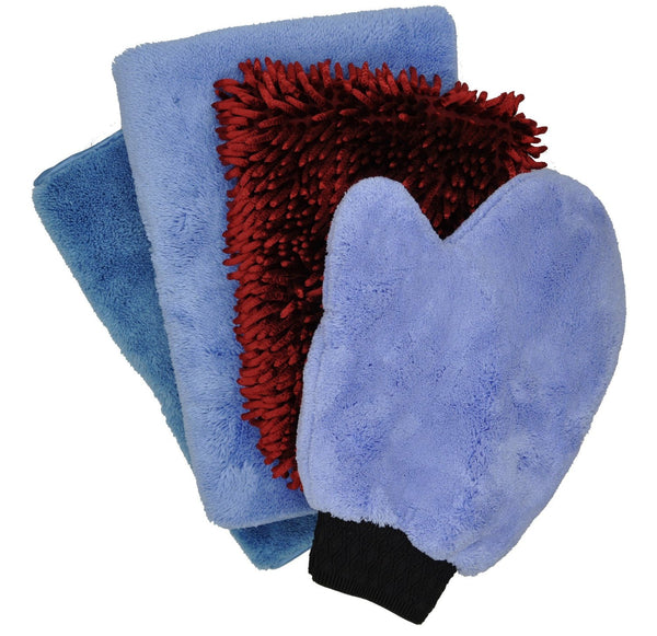 Detailer's Preference® Microfiber Car Wash Kit – 4-piece Set (2 Towels, 2 Mitts)